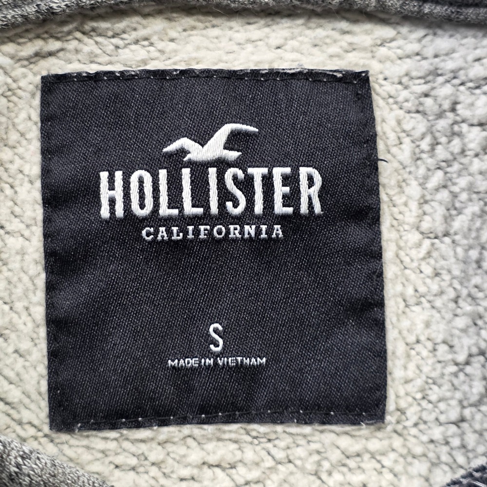 Hollister Hoodie Small Gray Mens Regular Fit Cotton Blend Logo Sleeve Pullover - Picture 5 of 9